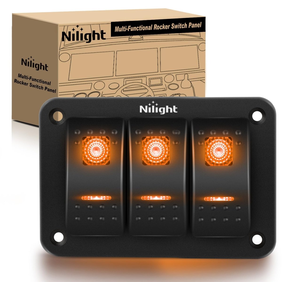 Nilight 90106B 2 Gang Rocker Switch Panel 5 Pin On Off Pre - Wired Rocker Switch Aluminum Panel Waterproof Switche Panel for 12V/24V Automotive Cars Marine Boats ATVs Trailers,2 Years Warranty , Blue - Speed of Light Hobbies