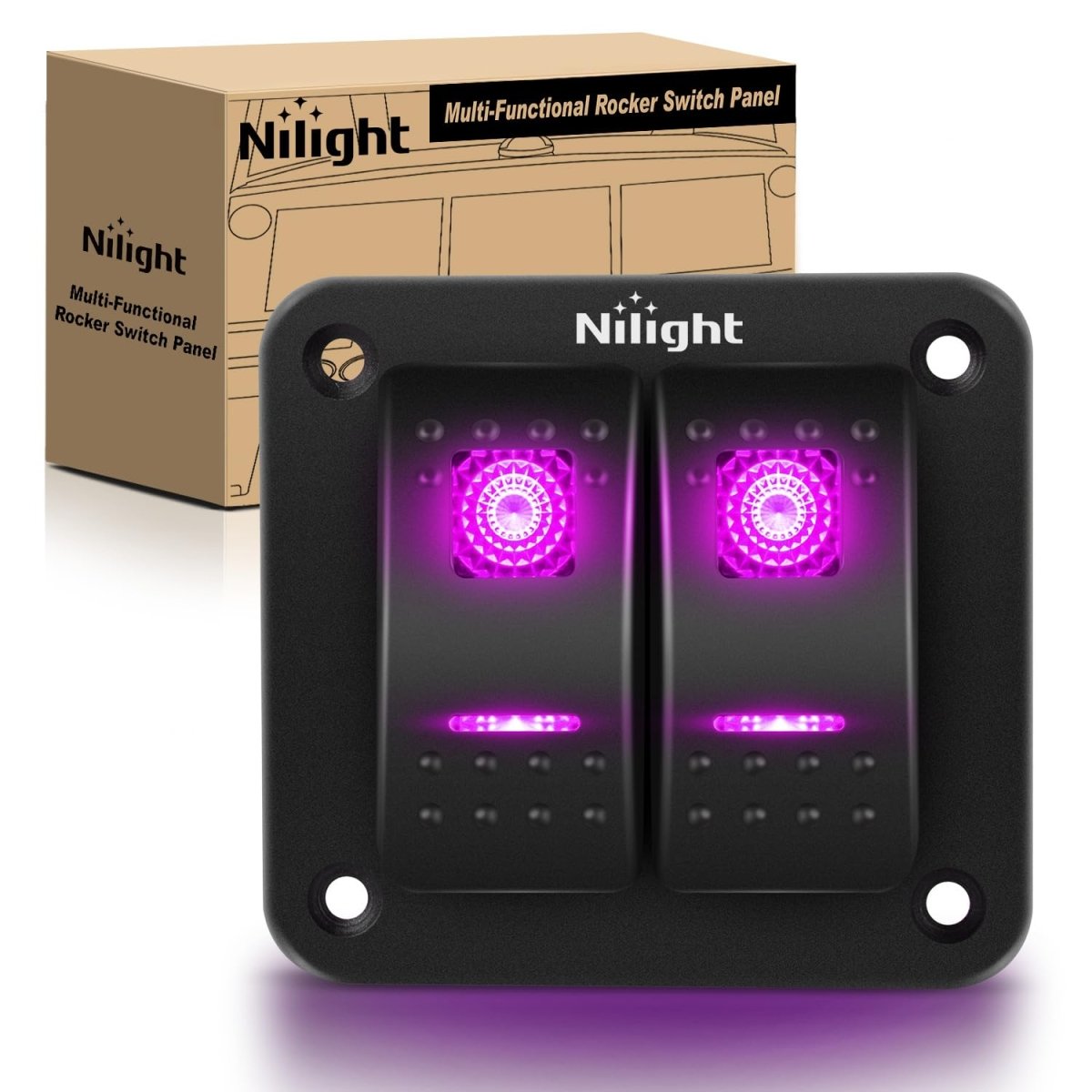 Nilight 90106B 2 Gang Rocker Switch Panel 5 Pin On Off Pre - Wired Rocker Switch Aluminum Panel Waterproof Switche Panel for 12V/24V Automotive Cars Marine Boats ATVs Trailers,2 Years Warranty , Blue - Speed of Light Hobbies