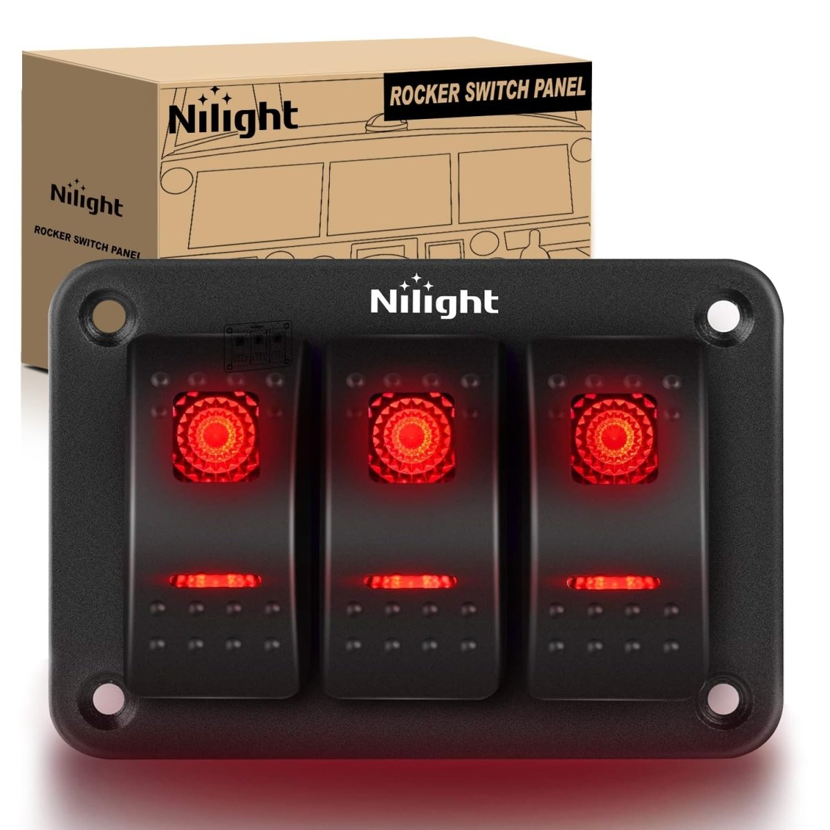 Nilight 90106B 2 Gang Rocker Switch Panel 5 Pin On Off Pre - Wired Rocker Switch Aluminum Panel Waterproof Switche Panel for 12V/24V Automotive Cars Marine Boats ATVs Trailers,2 Years Warranty , Blue - Speed of Light Hobbies