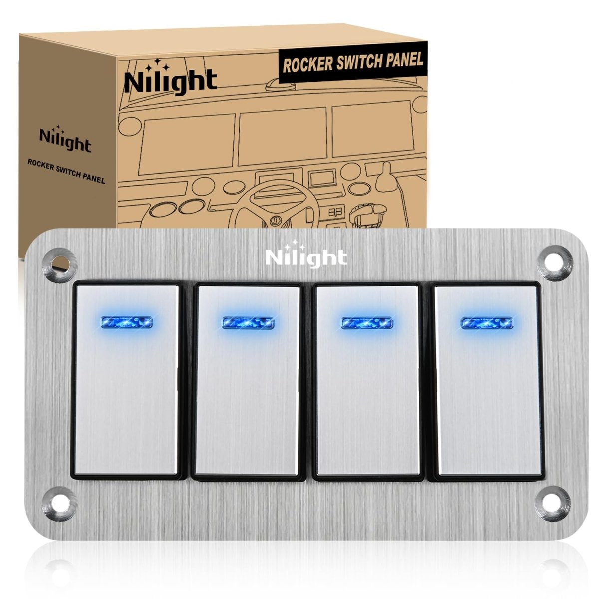 Nilight 90106B 2 Gang Rocker Switch Panel 5 Pin On Off Pre - Wired Rocker Switch Aluminum Panel Waterproof Switche Panel for 12V/24V Automotive Cars Marine Boats ATVs Trailers,2 Years Warranty , Blue - Speed of Light Hobbies