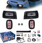 NOKINS Deluxe Plus LED Light Kit Fit Club Car DS 1993 - UP Gas And Electric Golf Cart 20A DC Converter USB Charging Socket Low/High Beam DRL Delay Relay Brake Switch - Speed of Light Hobbies