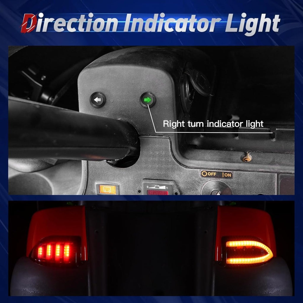 NOKINS Deluxe Plus LED Light Kit Fit Club Car DS 1993 - UP Gas And Electric Golf Cart 20A DC Converter USB Charging Socket Low/High Beam DRL Delay Relay Brake Switch - Speed of Light Hobbies