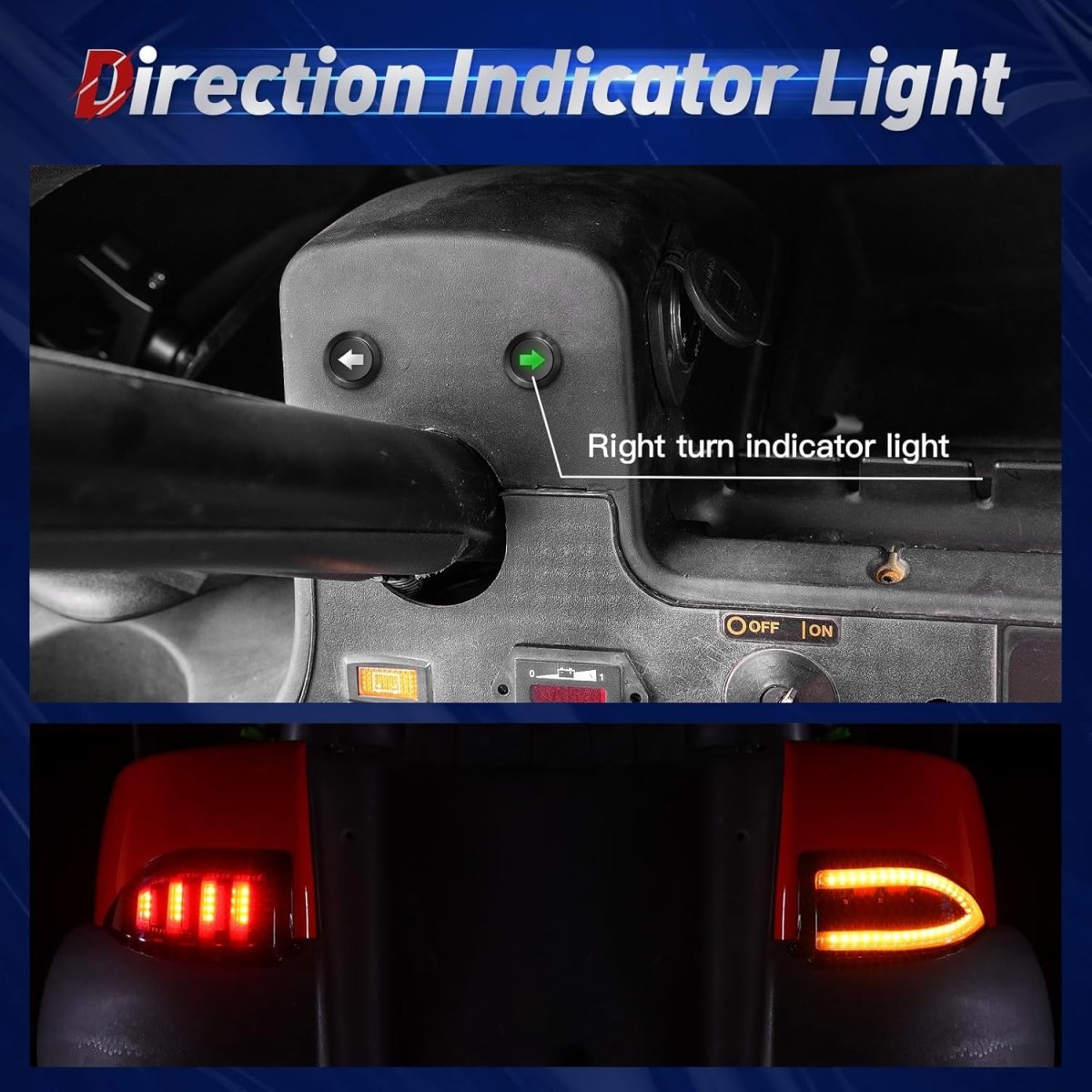 NOKINS Deluxe Plus LED Light Kit Fit Club Car DS 1993 - UP Gas And Electric Golf Cart 20A DC Converter USB Charging Socket Low/High Beam DRL Delay Relay Brake Switch - Speed of Light Hobbies
