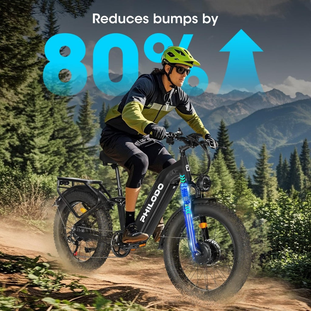 PHILODO Falcon | Peak 5000W/2500W Electric - Bike for Adults | Single/Dual - Motor - Ebike 45MPH - Hunting - Ebike, 60V 32AH Long Range Dirtbike, 26"/24" Fat - Tire - Electric - Bicycle, Full Suspension for Off - Road Snow Sand - Speed of Light Hobbies