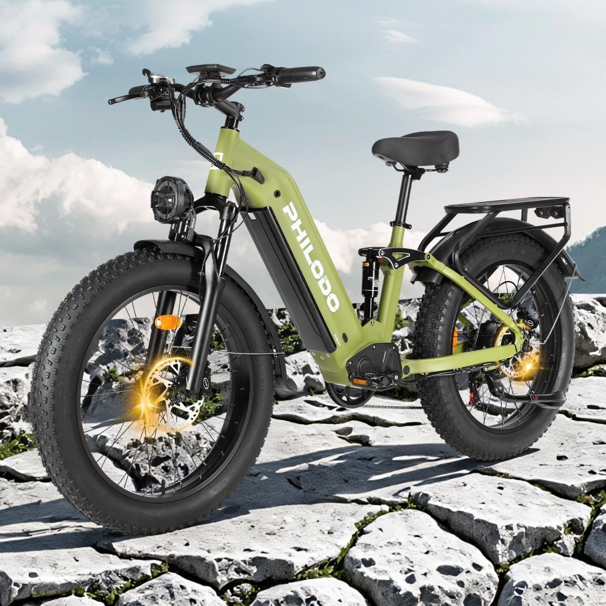 PHILODO Falcon | Peak 5000W/2500W Electric - Bike for Adults | Single/Dual - Motor - Ebike 45MPH - Hunting - Ebike, 60V 32AH Long Range Dirtbike, 26"/24" Fat - Tire - Electric - Bicycle, Full Suspension for Off - Road Snow Sand - Speed of Light Hobbies
