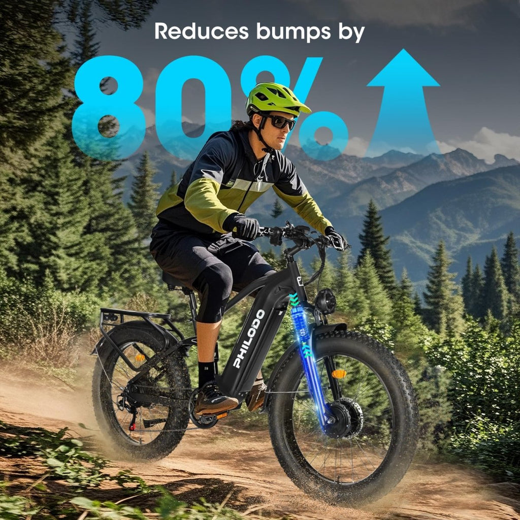 PHILODO Falcon | Peak 5000W/2500W Electric - Bike for Adults | Single/Dual - Motor - Ebike 45MPH - Hunting - Ebike, 60V 32AH Long Range Dirtbike, 26"/24" Fat - Tire - Electric - Bicycle, Full Suspension for Off - Road Snow Sand - Speed of Light Hobbies