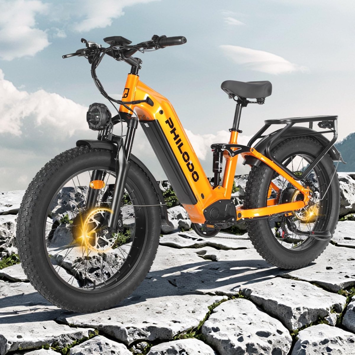 PHILODO Falcon | Peak 5000W/2500W Electric - Bike for Adults | Single/Dual - Motor - Ebike 45MPH - Hunting - Ebike, 60V 32AH Long Range Dirtbike, 26"/24" Fat - Tire - Electric - Bicycle, Full Suspension for Off - Road Snow Sand - Speed of Light Hobbies