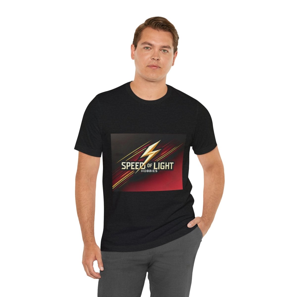 Speed of Light Hobbies Tee, Unisex Graphic T-Shirt, Cool Casual Wear, Gift for Hobbyists, Fun Everyday Style - Speed of Light Hobbies