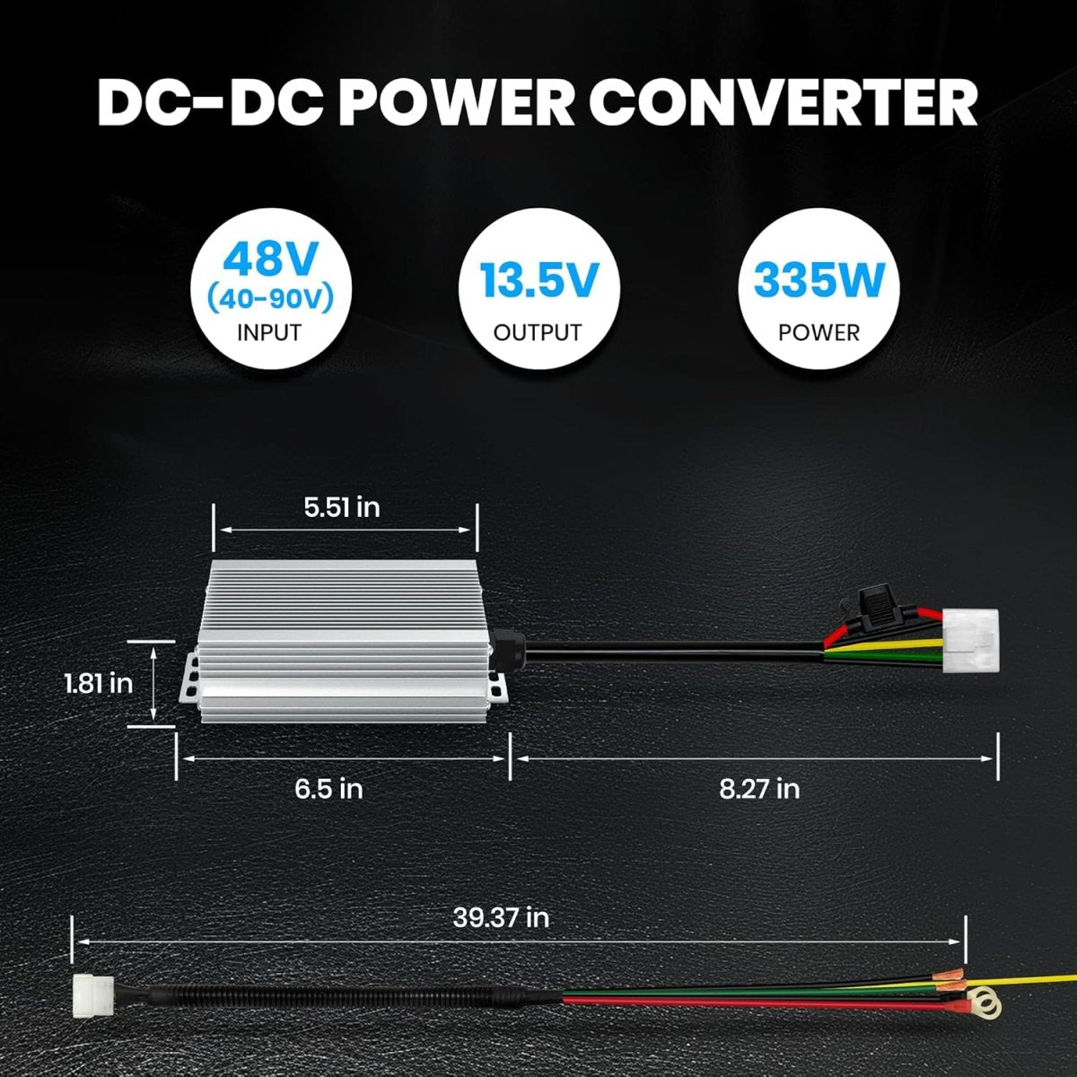 Step Down Converter Voltage Reducer 48V 72V 40V - 90V to 12V 25A/335W Buck Converter DC - DC Power Transformer for Golf Carts, RVs, Electric Vehicles, Solar System - Speed of Light Hobbies