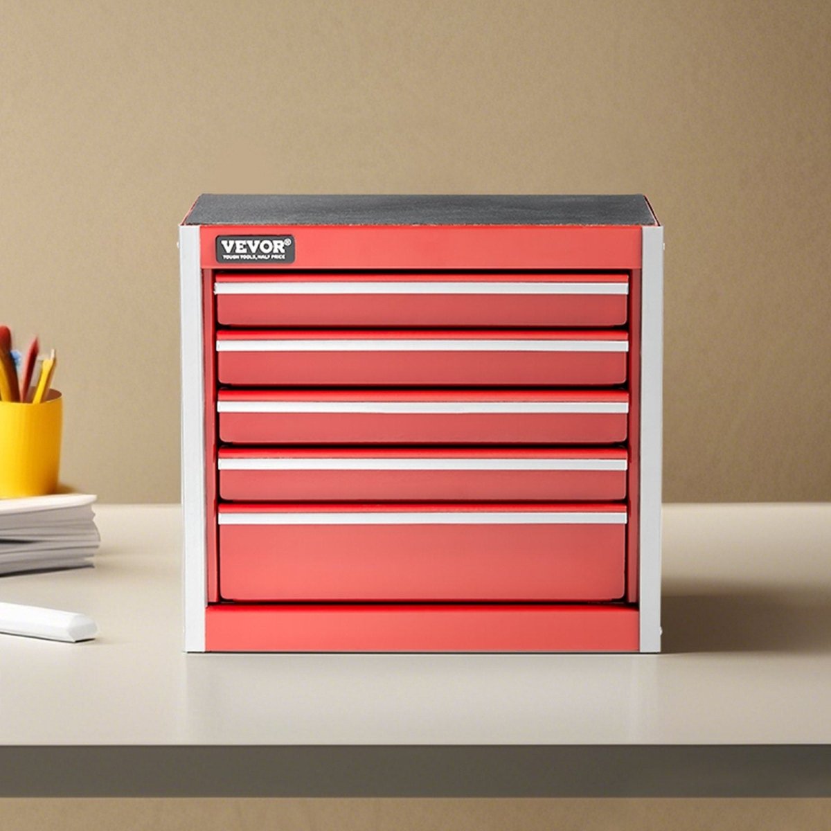 Tool Box 8.6 - inch Portable Metal Tool Box with 5 Drawers Tool Organizer Red - Speed of Light Hobbies