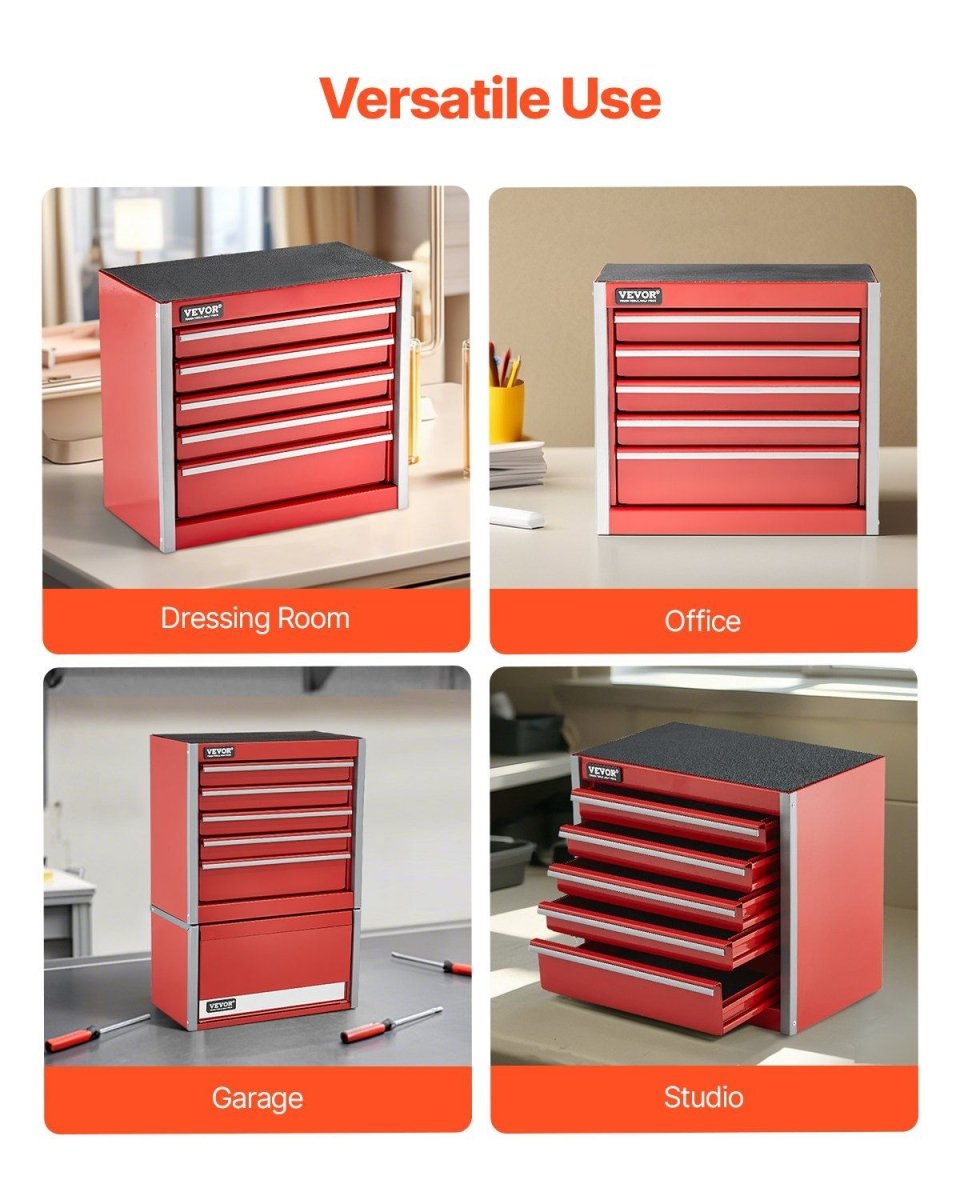 Tool Box 8.6 - inch Portable Metal Tool Box with 5 Drawers Tool Organizer Red - Speed of Light Hobbies