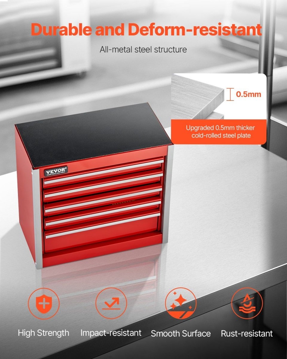 Tool Box 8.6 - inch Portable Metal Tool Box with 5 Drawers Tool Organizer Red - Speed of Light Hobbies