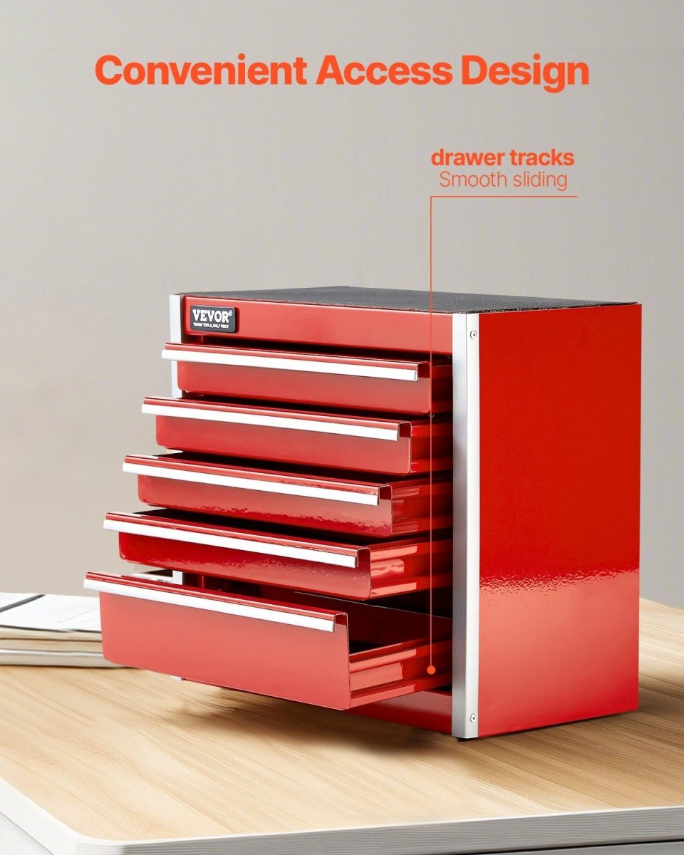 Tool Box 8.6 - inch Portable Metal Tool Box with 5 Drawers Tool Organizer Red - Speed of Light Hobbies