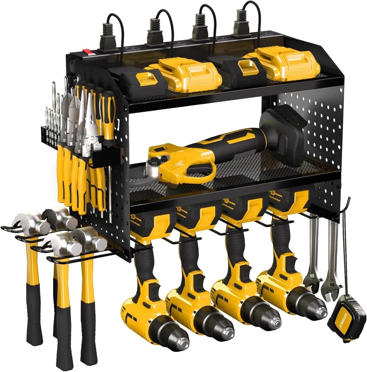 Veitorld Power Tool Organizer with Charging Station, 4 Drill Holders, Heavy Duty Modular Wall Mount Rack for Garage & Shed Organization, Tool Storage Organizer, Gifts for Men Dad Husband Christmas - Speed of Light Hobbies