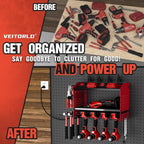 Veitorld Power Tool Organizer with Charging Station, 4 Drill Holders, Heavy Duty Modular Wall Mount Rack for Garage & Shed Organization, Tool Storage Organizer, Gifts for Men Dad Husband Christmas - Speed of Light Hobbies